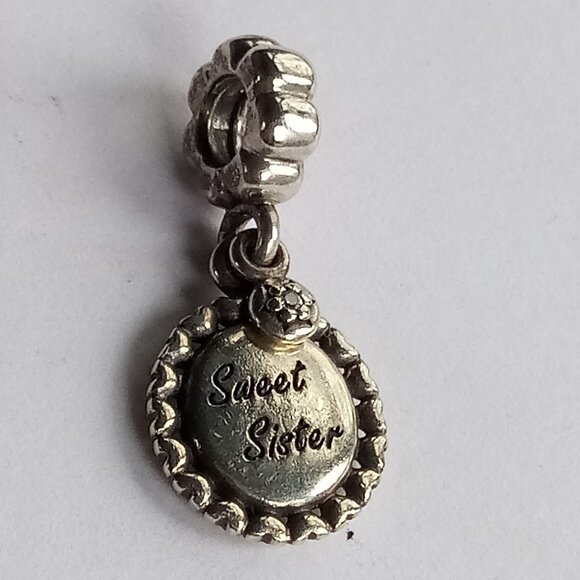 Pandora Sweet Sister Dangle Charm Ale 925 Sterling Silver - Picture 1 of 4